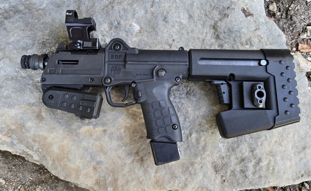 Close view of Dan Designs Things parts fitted to a KelTec SDP